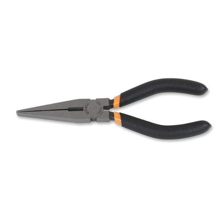 BETA ​Extra-long flat knurled nose pliers, OAL 160mm, slip-proof double layer PVC coated handles 011620066